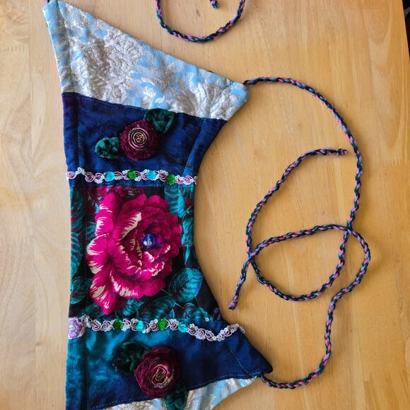 One-of-a-Kind Patchwork & Rose Festival Halter Top - Picture 3 of 7